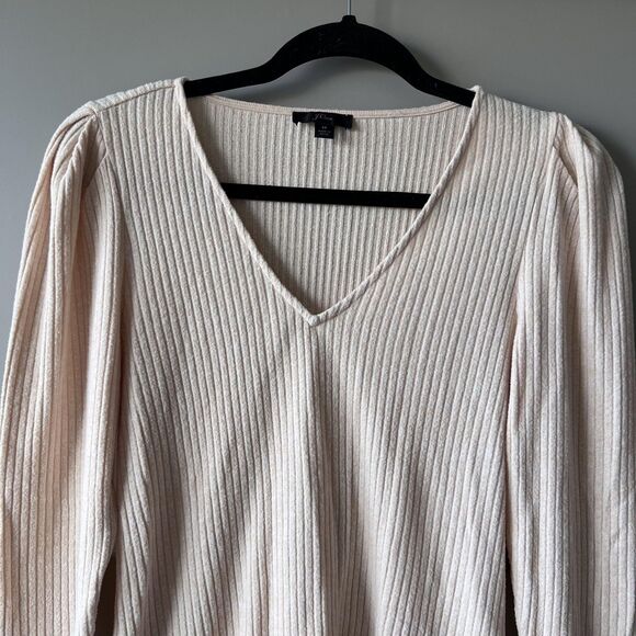 J Crew Top Womens Medium Ribbed Long Sleeve Pullover V Neck Soft Knit Top - Picture 3 of 13